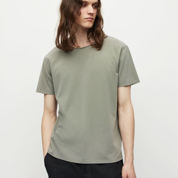 All Saints Bodega Crew T Shirt in Leaf Green size Medium Mens Tee Army Green - Picture 1 of 5